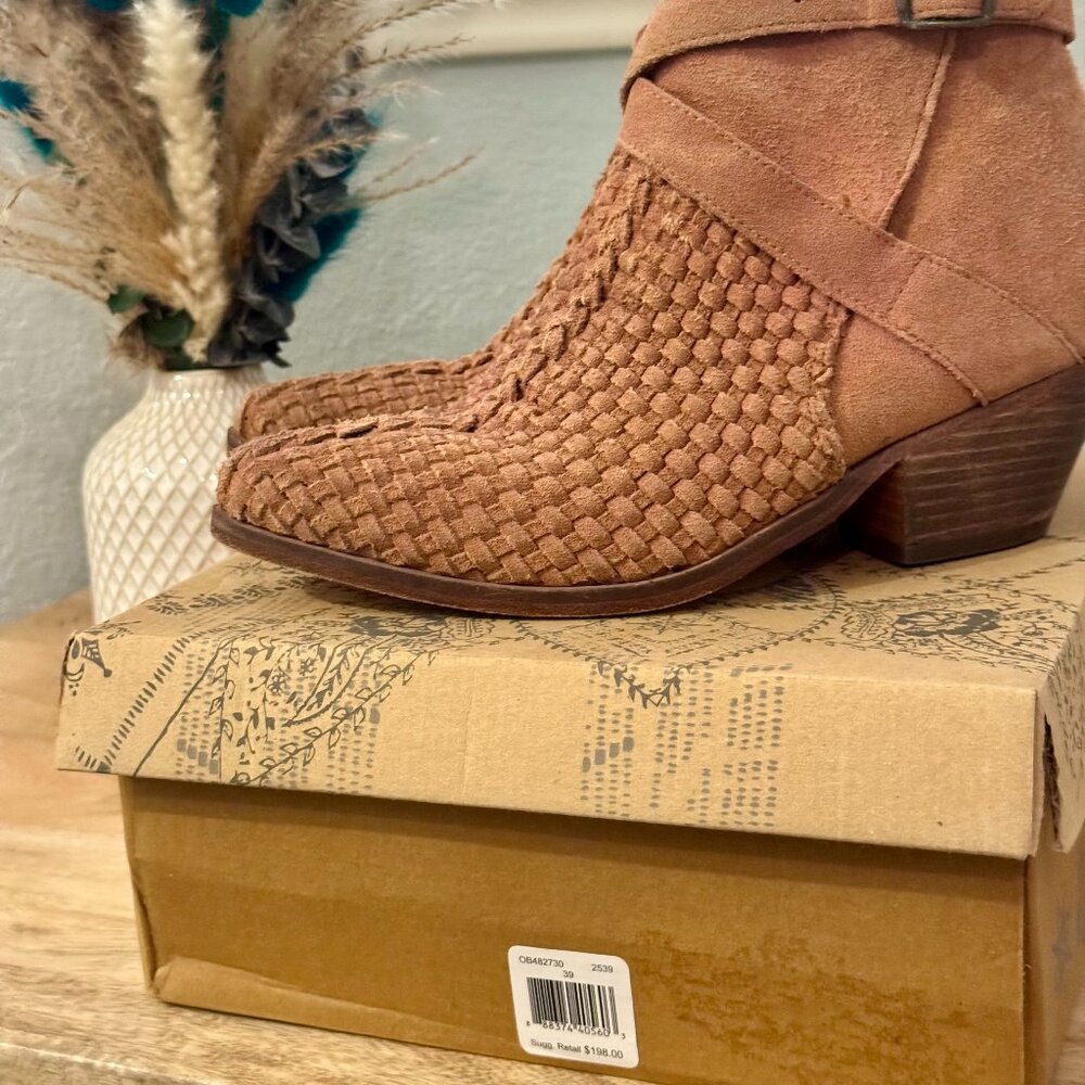 Free People Tan Suede Woven Ankle Booties - Picture 11 of 14